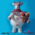 Новогоднее украшение «Корова с корзинкой», 19 см
