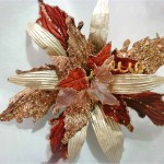 Елочное украшение «Цветок» на прищепке, 25 см, коричневый/шампань