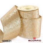 Декоративная лента серебристо-золотого цвета с рисунком  (цена за 1 метр)