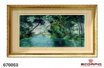 Картина из шелка «Речка в лесу»
