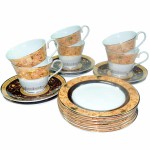 Чайный набор «PATRA», на 6 персон (18 предметов), чашка H: 7 см, D: 8,5 см; блюдце D: 14,5 см; тарелка D: 16 см