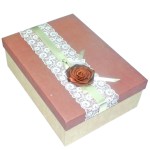 Коробка подарочная прямоугольная, цвет какао с аппликацией, 22x16x6 см