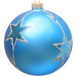 Стеклянный Шар, 100 мм, голубой со звездами