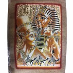 папирус «Фараон - Нефертити-Сфинкс», черно-белый, 30*40 см с фосфором