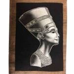 папирус «Нефертити», черно-белый, 30*40 см с фосфором