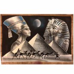 папирус «Фараон - Нефертити. Затмение, 40*60 см с фосфором пастель