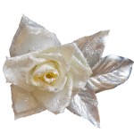 Украшение на прищепке «Роза заснеженная» белая