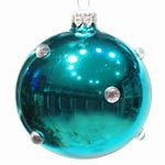 Шар стеклянный, бирюза, глянец, 8 см